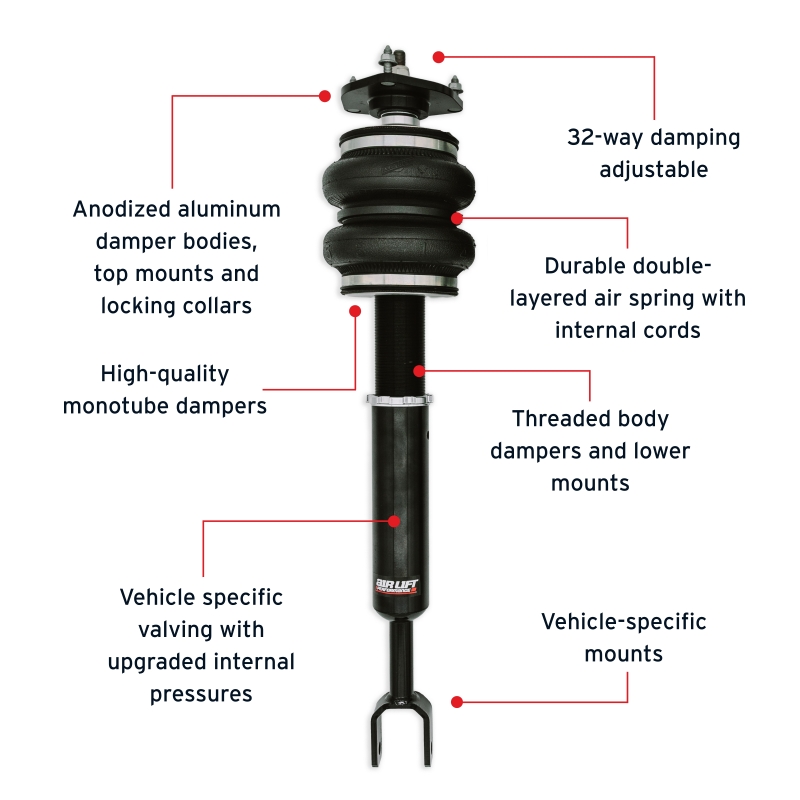 Infiniti G35 Coilover Suspension Kit - Front - Air Lift - Progressive-Rate Double-Bellows Air Springs - `03-`06